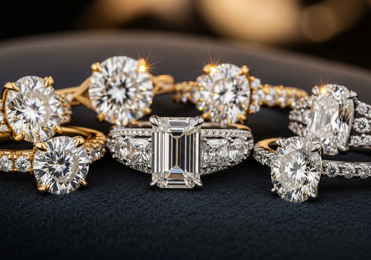 Diamond and gemstone engagement rings in gold settings we buy on the Gold Coast