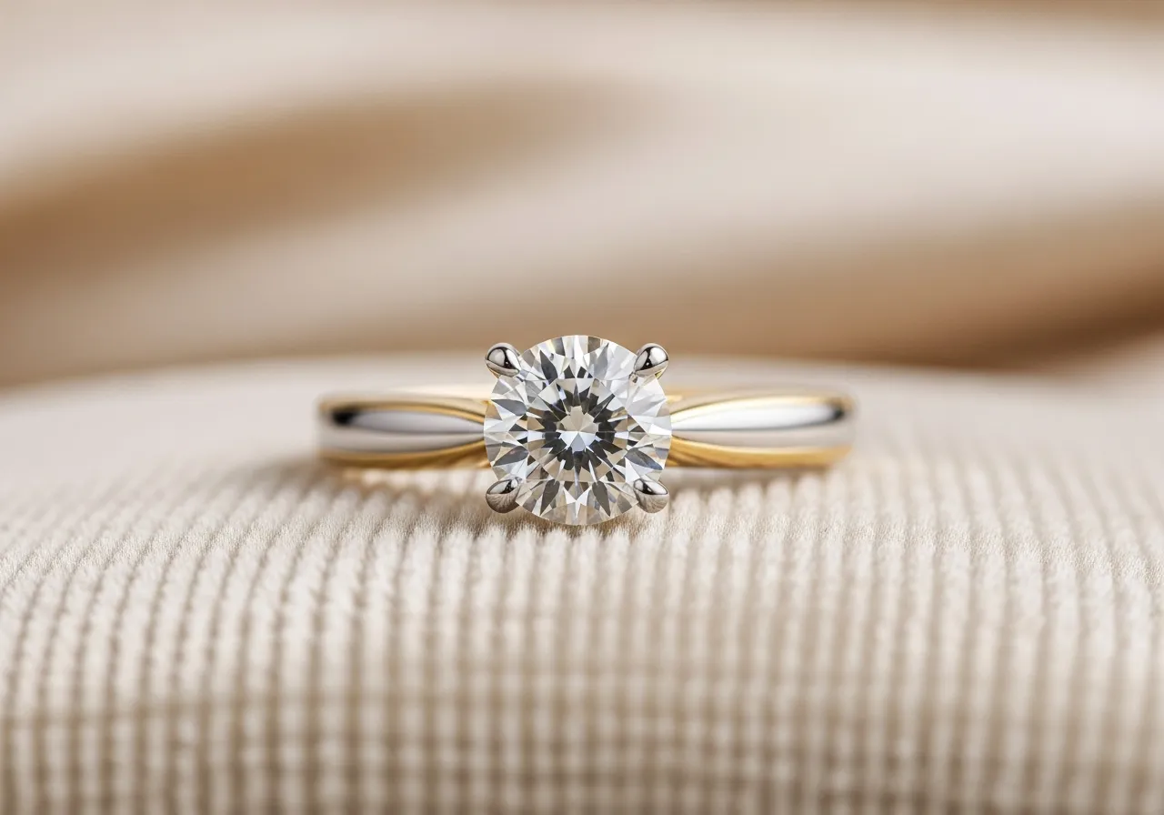 Diamond solitaire engagement ring and gold wedding band — sell yours for cash at EasyGold's Southport Park kiosk on the Gold Coast