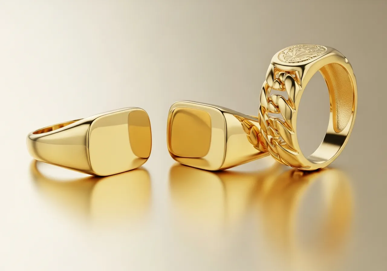 Heavy solid gold signet and men's family rings weighed and bought by EasyGold on the Gold Coast