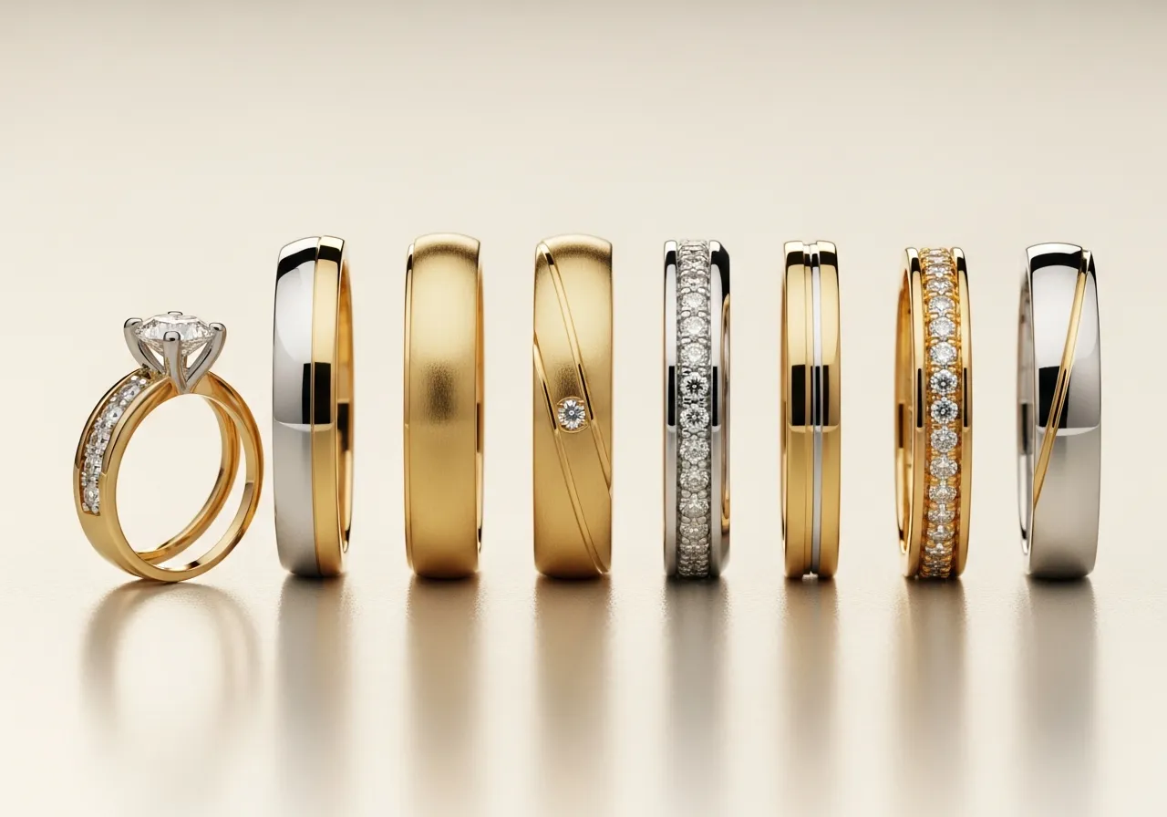 Gold and platinum wedding bands and diamond-set eternity rings for sale to EasyGold Southport